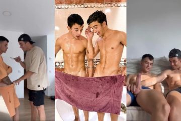 Twinscastrofree jerk together and shower after