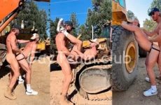 Matt Dubbe fucks Parker Nolan against a bulldozer