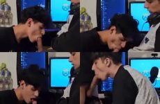 Twink sucks his friend while he games